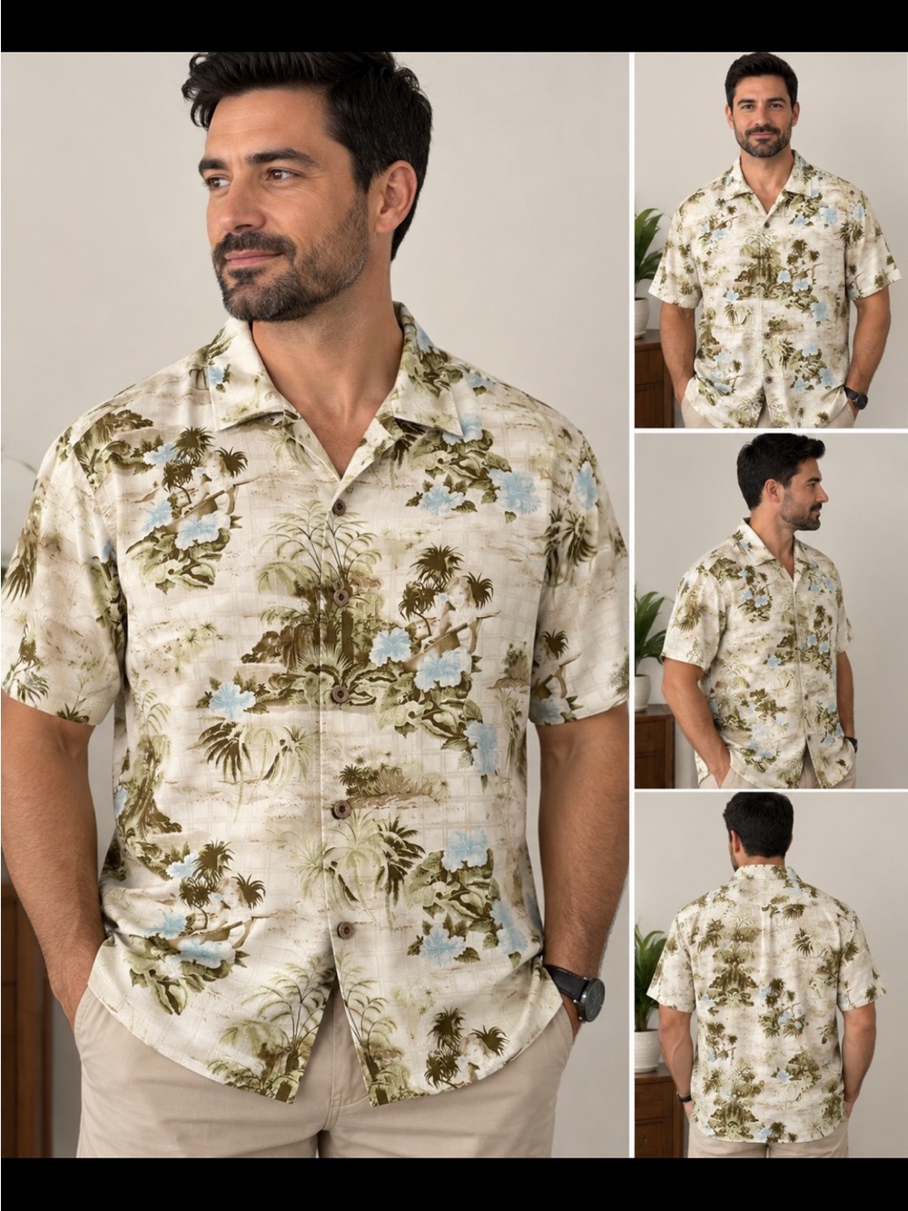 Tommy Bahama Men’s Small Hawaiian Shirt 100% Silk Tropical Floral Aloha